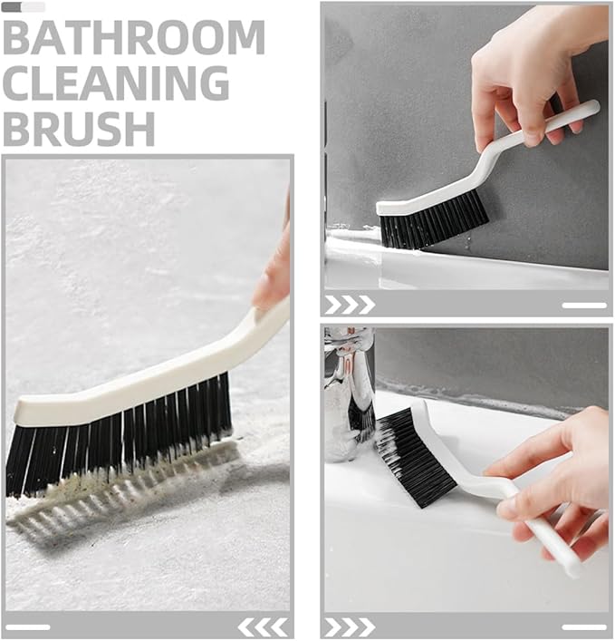 BESPORTBLE Multifunctional Crevice Cleaning Brush Set 2pcs, Hard Bristle Scrub Brush for Bathroom, Kitchen, Window Tracks, and Household Small Space Cleaning