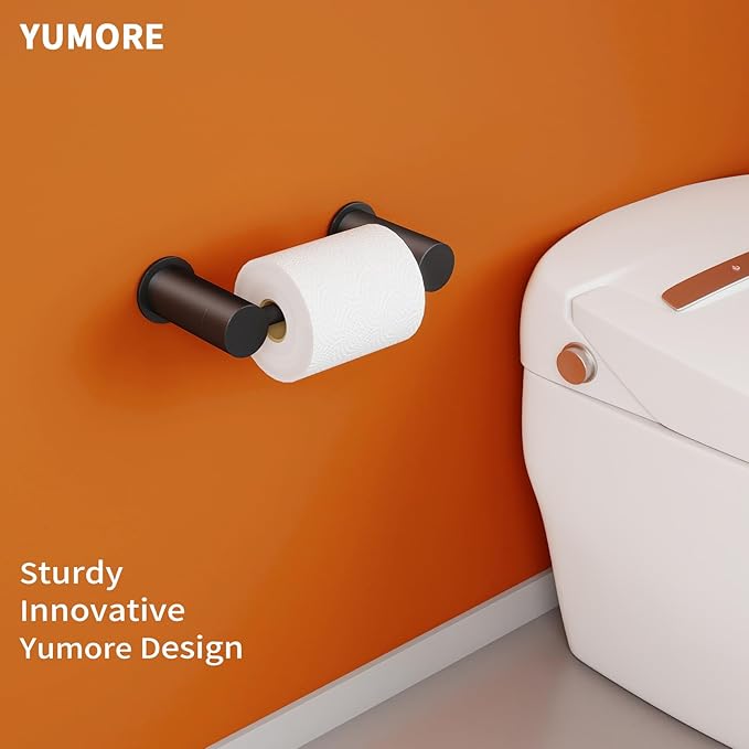 YUMORE Toilet Paper Holder Wall Mounted, Springless Pivoting Bathroom Tissue Holder, Easy One-Hand Reload No Spring Needed, Matte Black Modern Bathroom Hardware Accessories