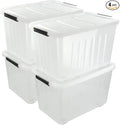 70 L Clear Storage Containers, 4-Pack, Plastic Stackable Storage Bins with Lids and Wheels, BPA-Free