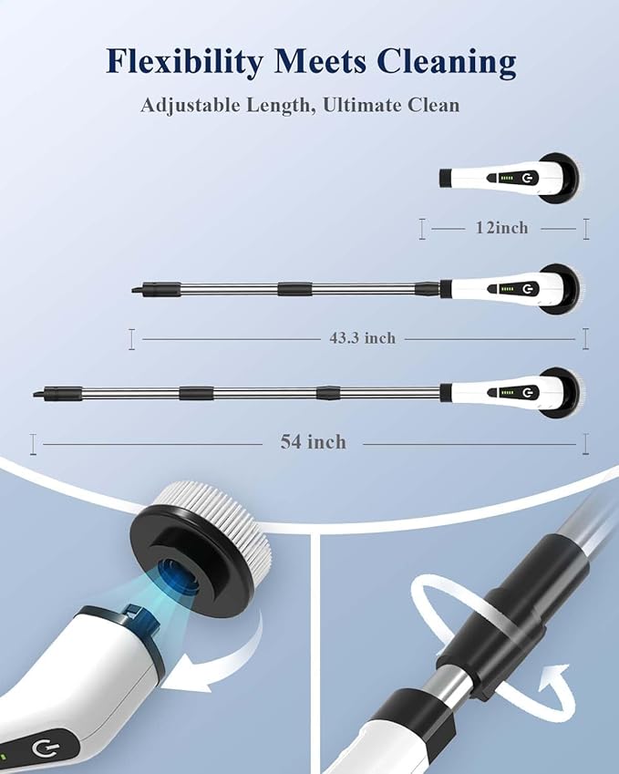 Electric Spin Scrubber for Cleaning Bathroom: Cordless Power Shower Scrubber - Electric Cleaning Brush for Tile Tub