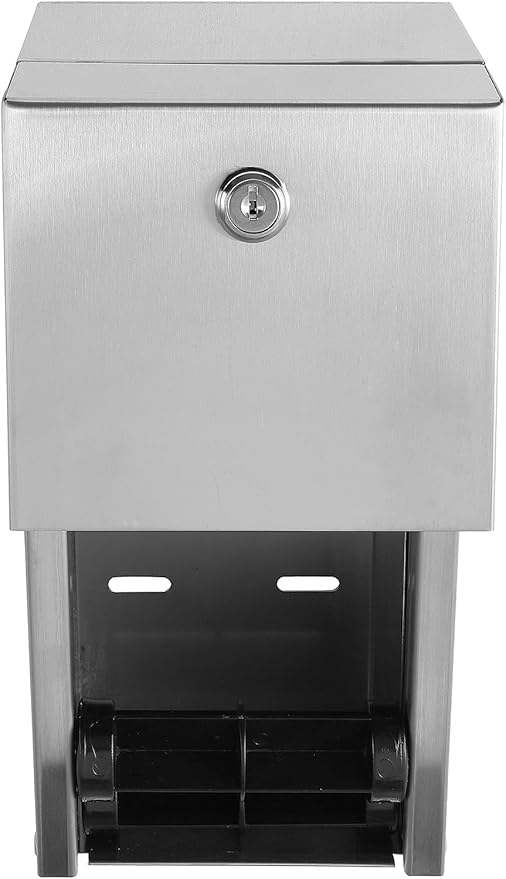 Pack of 6 - Dual Rolls Commercial Toilet Paper Dispenser - Lockable Design Heavy Duty Commercial Wall Mounted Dispenser, Commercial Grade 304 Grade Stainless Steel - 6-3/4" D x 6" W x 12" H