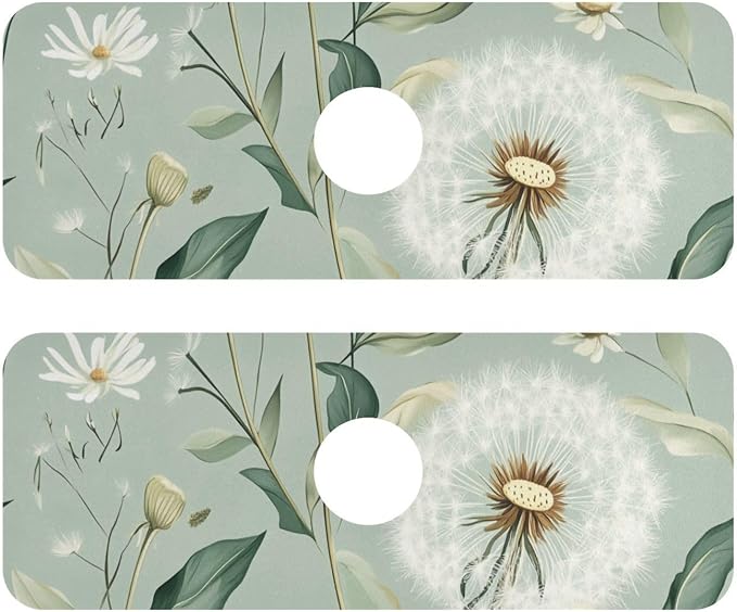 Sage Green Dandelions Kitchen Sink Splash Guard Faucet Mat Diatomite Absorbent Pad for Bathroom RV 14.7x5.4in 1PCS water