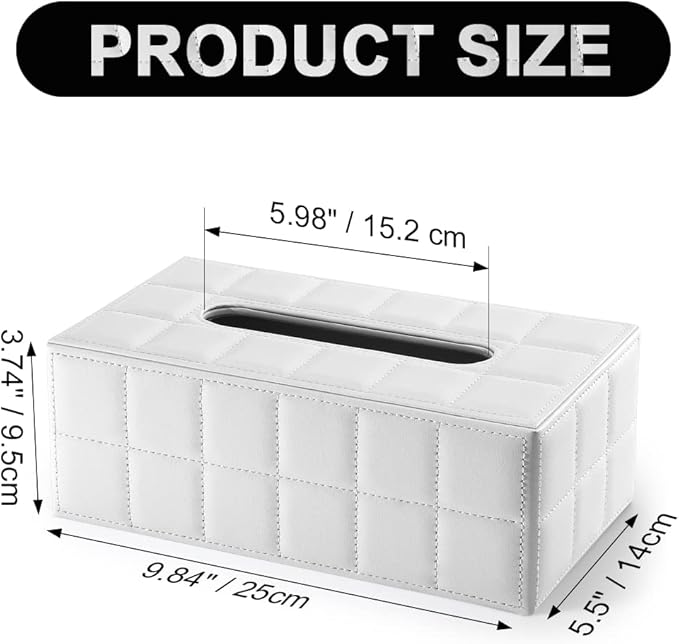 KINGFOM Rectangular Tissue Box Cover, Imitation Suede PU Leather Tissue Box Holder, Facial Napkin Paper Dispenser for Home Office Car Automotive Decoration with Magnetic Bottom(Soft White)