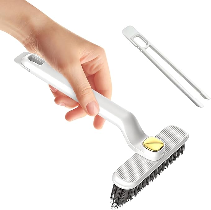 EKIND 2-in-1 Multi-Function Rotating Crevice Cleaning Brush, Hard Bristle Crevice Gaps, Corners Tool for Bathroom, Kitchens Tile Floors(White)