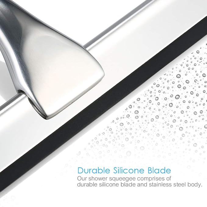 Shower Squeegees Stainless Steel Glass/Window/Mirror Squeegee Water Vapor Removal All-Purpose Squeegee with Suction Cup Hook Holder