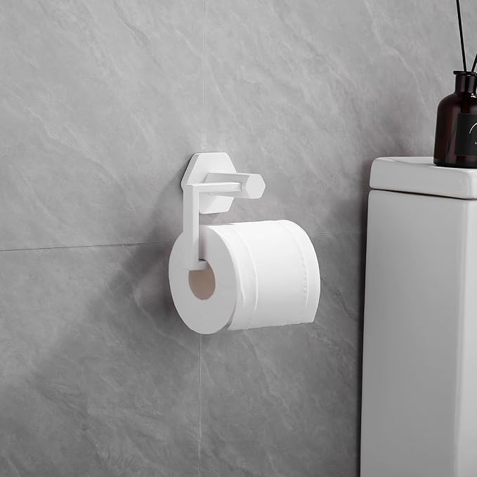 GERZWY Bath Toilet Paper Holder SUS 304 Stainless Steel Hotel Square Tissue Roll Holder Wall Mount, White Finish