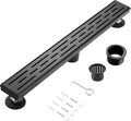 12 Inch Linear Shower Drain, Matte Black Shower Drain,Removable Grate, 304 Stainless Steel, Easy to Install and Clean for Bathrooms (Drain Base Not Included),LSD-01A-12B
