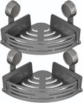No-Drill Bathroom Corner Shelf, 3 Tier Corner Shelf Bathroom, Suction Cup Corner Shower Shelf, Wall Mounted Storage Rack for Bathroom & Kitchen (2PCS-Gray)