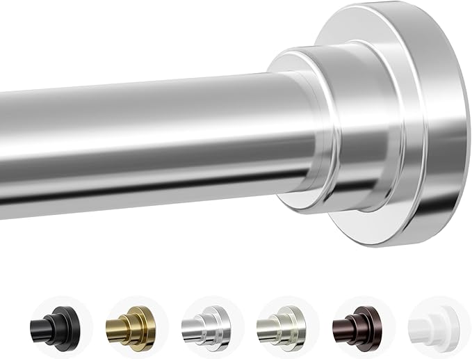 Shower Curtain Rod, 1" Diameter Heavy Duty Tension Shower Rod, Non Slip Adjustable 28-102 inch No Drilling Shower Curtain Rods Spring Tension For Bathroom, Shower Stall, No Rust, Silver