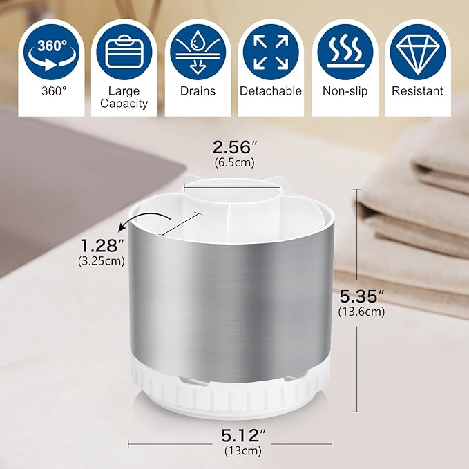 Silver Toothbrush Holders for Bathrooms Countertop Organizer - Kids Electric Toothbrush and Toothpaste Holder Rotating Tooth Brush Organization Bathroom Sink Accessories Storage Caddy