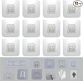 12 PCS Wall Mounted Replacement Sticky Pads for Kitchen Bathroom Shower Caddy Organizer Rack Holder Nail Free Adhesive Hooks (Claw Shape)