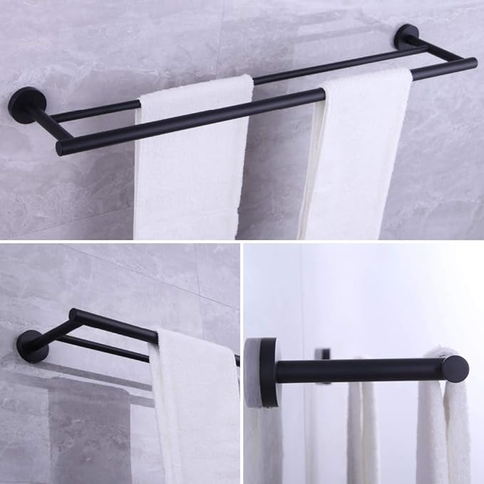 36-Inch Matte Black Double Bath Towel Bar SUS 304 Stainless Steel Towel Rack Holder for Bathroom Wall Mount
