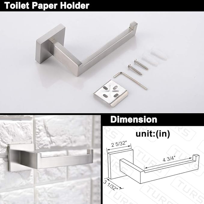TURS 4 Pieces Bathroom Hardware Accessories Set Brushed Towel Holder Set,Wall Mounted,Premium Stainless Steel.Q7BRP4-40CM