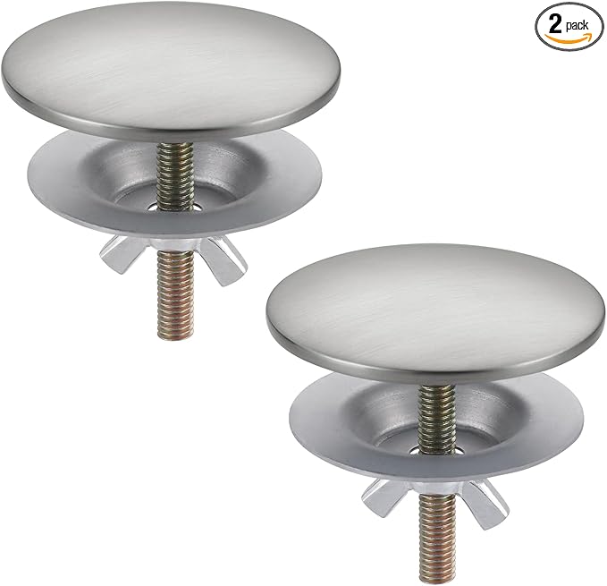 Kitchen Sink Hole Cover, 2 PCS Faucet Hole Cover for Kitchen Sink, Tap Hole Plate Stopper Cover Blanking Brass Metal Plug, Sink Countertop Hole Cap Cover, Brushed Stainless Steel