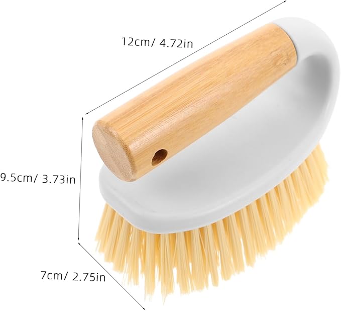 GANAZONO Multi-Function Hard Scrubbing Brush with Wood Handle for Bathroom Kitchen Tile and Floor Crevices Portable Compact Cleaning Tool for Narrow Spaces and Grout Lines