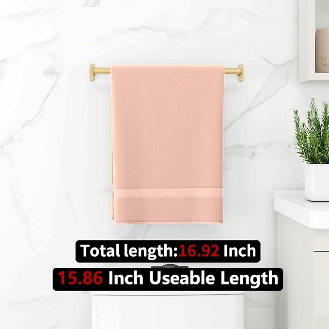 Bath Towel Bars, MKO Gold Towel Bar Towel Holder, Heavy Duty Towel Racks for Bathroom Wall, 16 Inch Single Towel Rods