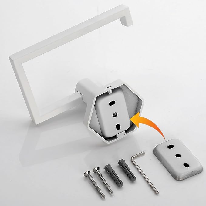 GERZWY Bath Toilet Paper Holder SUS 304 Stainless Steel Hotel Square Tissue Roll Holder Wall Mount, White Finish