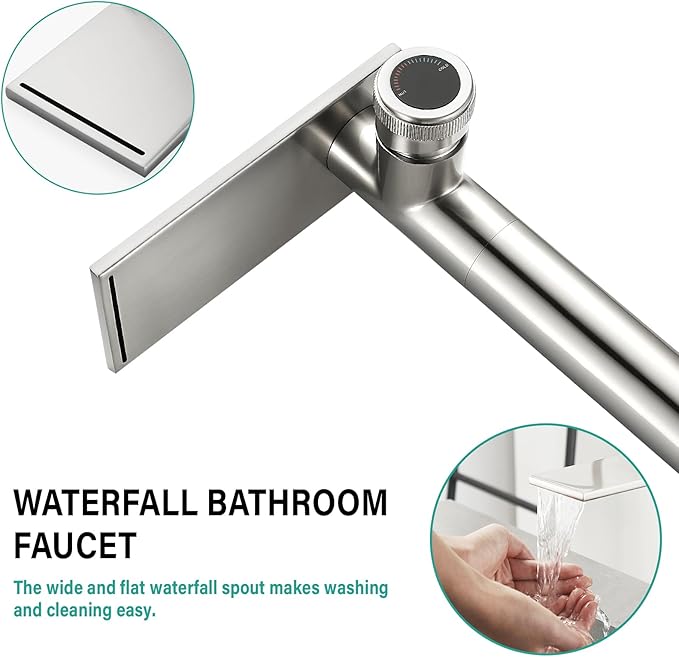 becola Modern Bathroom Sink Faucet，Tall Faucet for Bathroom Sink，Brushed Nickel Vessel Sink Faucet，Single Hole Cold and Hot Basin Water Faucet，Vanity Faucet with Adjust Knobs and Two Supply Lines