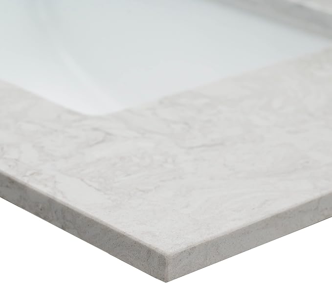 MSI Drifting Fog Vanity Top with Under Mount Rectangle Ceramic Sinks, Engineered Marble Stone, 4" CC Faucet Holes, 31"X22"