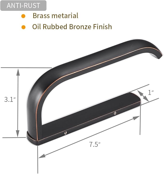 BESy Brass Toilet Tissue Paper Holder Oil Rubbed Bronze Bathroom Accessories Wall Mounted, Rust Protection