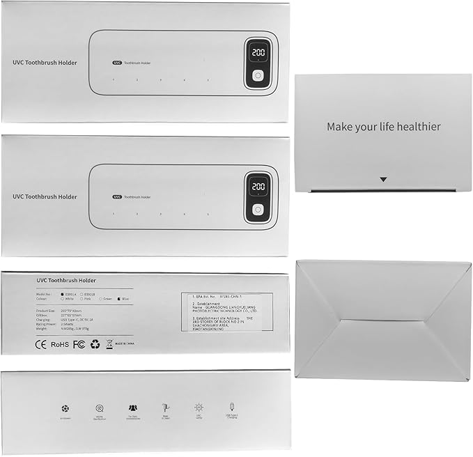 Toothbrush San itizer Holders Wall Toothbrush San itizer Holder with Light, 5 Slots Toothbrush Holder Rechargeable Toothbrush Cleaner Case Cover Toothbrush Holder with Air Dry for Bathroom (Blue)