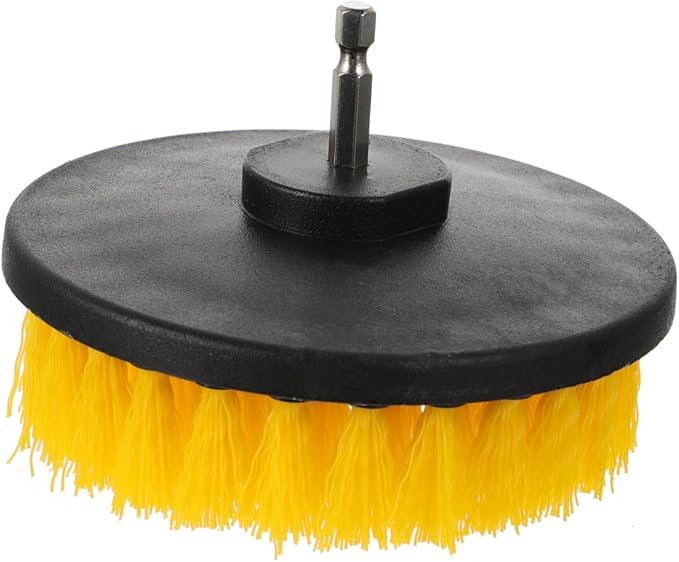 Electric Drill Brush Attachment Set 5-inch Hollow Round Brush Heads Yellow Replacement for Kitchen Floor Bathroom Heavy-Duty Scrubbing Household Cleaning Tools
