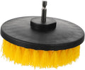 Electric Drill Brush Attachment Set 5-inch Hollow Round Brush Heads Yellow Replacement for Kitchen Floor Bathroom Heavy-Duty Scrubbing Household Cleaning Tools