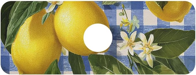 Gingham Blue and White Lemons Kitchen Sink Splash Guard Faucet Mat Diatomite Absorbent Pad for Bathroom RV 14.7x5.4in 1PCS water