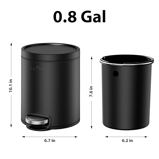 mVm Small Trash Can, 0.8 Gal Bathroom Trash can, Kitchen Compost Can Countertop Home Office (Black)