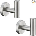 APLusee Brushed Nickel Round Coat Hook 2 Pack, 304 Stainless Steel Bathroom Towel Hook, Wall Mounted