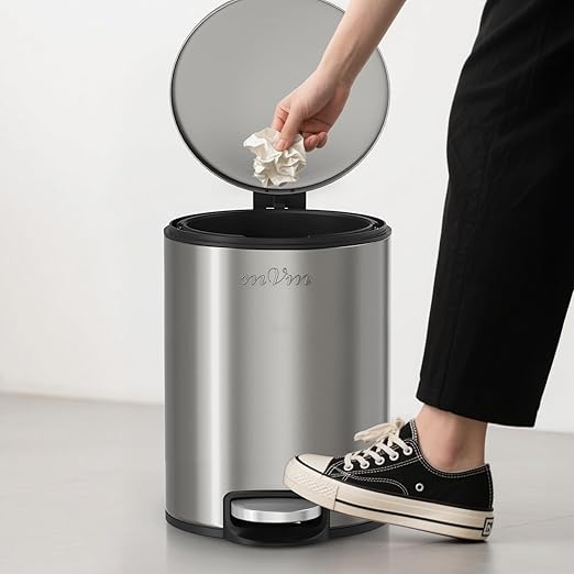 mVm Kitchen Trash Can with Lid, 5.3 Gal Bathroom Garbage Can for Home Office (Gray)