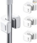 Broom and Mop Holder, 2 Pcs Wall Mount Mop Organizer Gripper Self Adhesive Anti-Slip Cleaning Suppliers Hanger Stands Rack for Bathroom, Garden, Kitchen, Garage Organization Storage