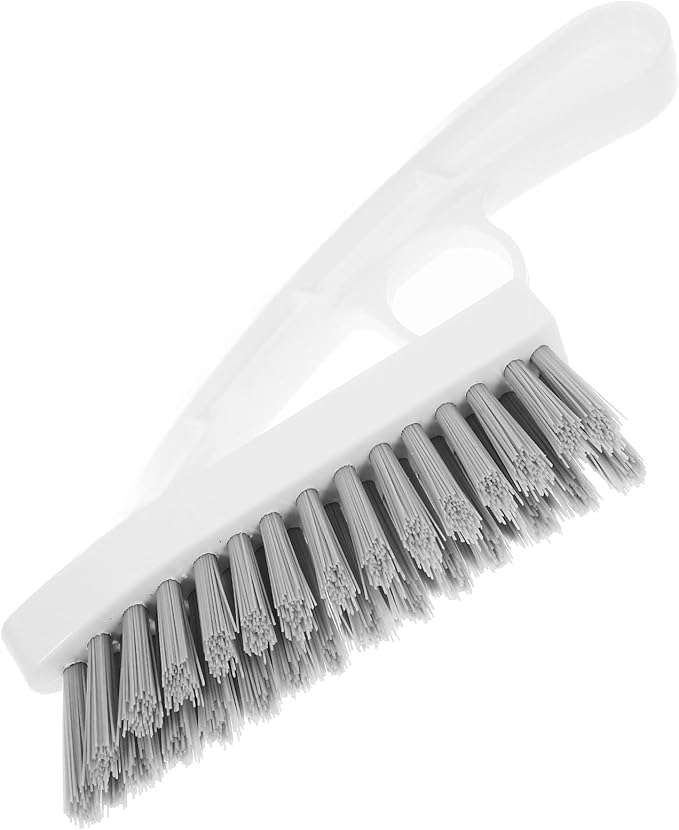 Heavy Duty Stiff Bristle Grout Scrubber Brush with Handle, Corner Floor Seam Tile Cleaning Brush for Bathroom and Shower Deep Cleaning, Toilet and Baseboard Scrubber Tool