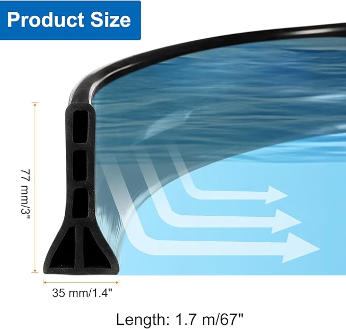 uxcell 67" Collapsible Shower Barrier Stopper 3" High Self-Adhesive Shower Water Splash Guard Blocker for Bathroom Kitchen Wet and Dry Separation, Black (Hollow, Triangle)