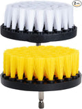 HIFROM 2 PCS, Soft and Medium Drill Brush Power Scrubbing Brush Drill Attachment for Cleaning Showers, Tubs, Bathrooms, Tile, Grout, Carpet, Tires, Boats,Upholstery
