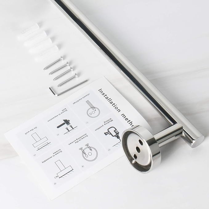 NearMoon Bath Towel Bar, Thicken Stainless Steel Shower Towel Rack Holder Wall Mounted for Bathroom,16-lnch Overall Length-13-lnch Usable Hanging Space (1 Pack, Chrome Finish)