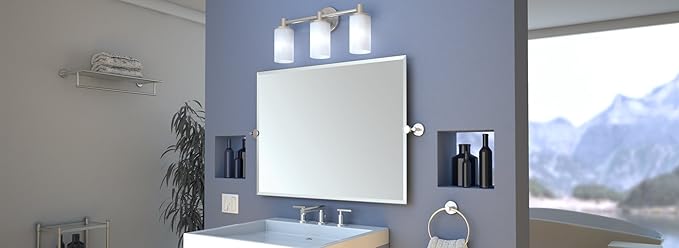 Gatco 4297 Latitude II Towel Rack 25 3/4 inch Satin Nickel/Wall Mounted Towel Rack with Towel Bar For Bathroom