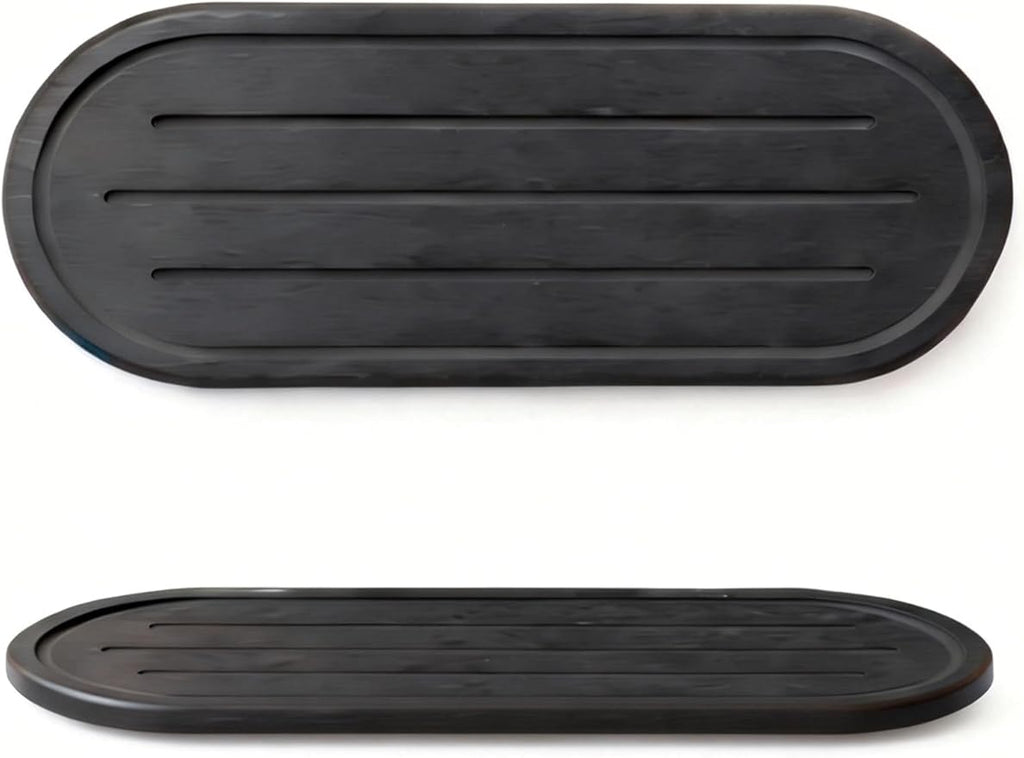 2PCS Water Absorbing Stone Drying Tray Mat for Bathroom Sink & Kitchen Counter Faucet Organizer Decor, Quick Dry Dish Soap Dispenser Sponge Holder, Vanity Caddy Coaster,Dark Gray -10"*3.8"
