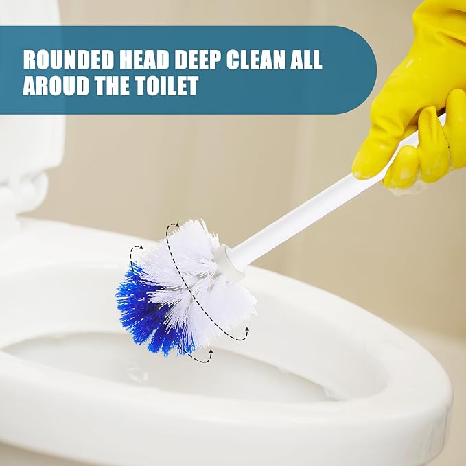 15 Pcs 18.5 Inch Toilet Bowl Cleaner Brush Bathroom Long Plastic Handled Cleaning Scrubber with Hook Hole Without Holder for Household Cleaning (Blue,White)