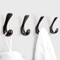 4 Pack Towel Hooks for Bathrooms Wall Mounted, Oil Rubbed Bronze Bathroom Hooks for Towels, Robe & Towel Hook for Wall, Modern Bath Towel Hook