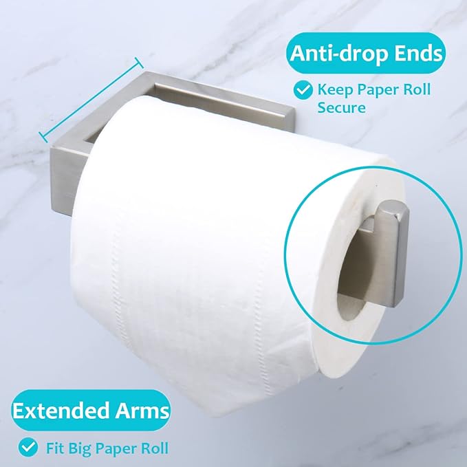 TocTen Toilet Paper Holder-Bathroom Tissue Holder Fit Big Roll Paper, Toilet Paper Roll Holder Wall Mounted Made of Thicken 304 Stainless Steel, Suitable for Bathroom, Kitchen, Office (5.9In, Brushed)