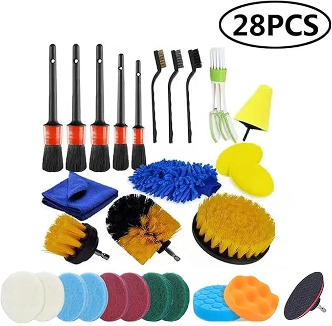 Household Car Cleaning Electric Drill Brush Head Set Electric Brush Kitchen Bathroom Cleaning Kit Toilet Cleaning Tools(14pcs)