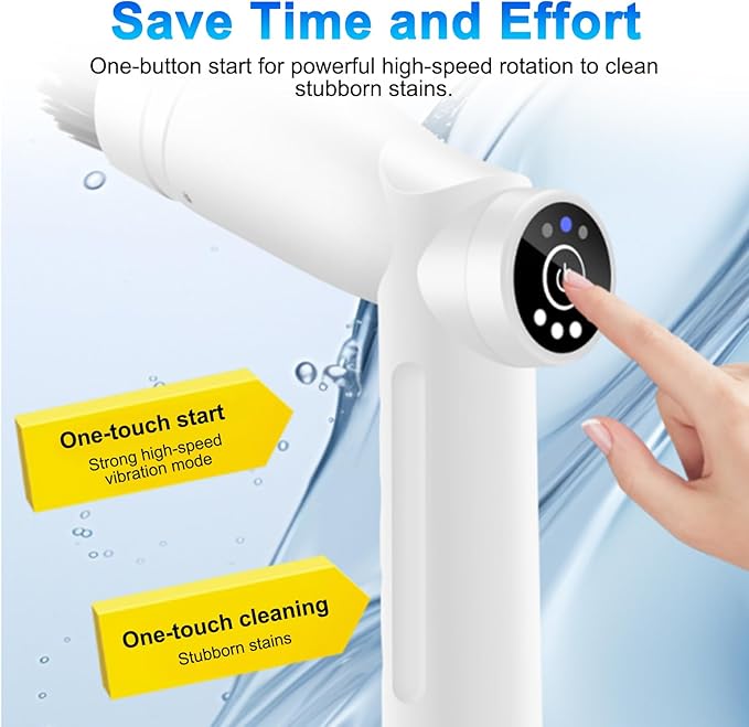 Electric Spins Scrubber, Cordless Cleaning Brush Shower Cleaning Brush with 3 Replaceable Brush Heads, IPX7 Waterproofing Power Scrubber for Cleaning Kitchen Stove, Sink, Dishes