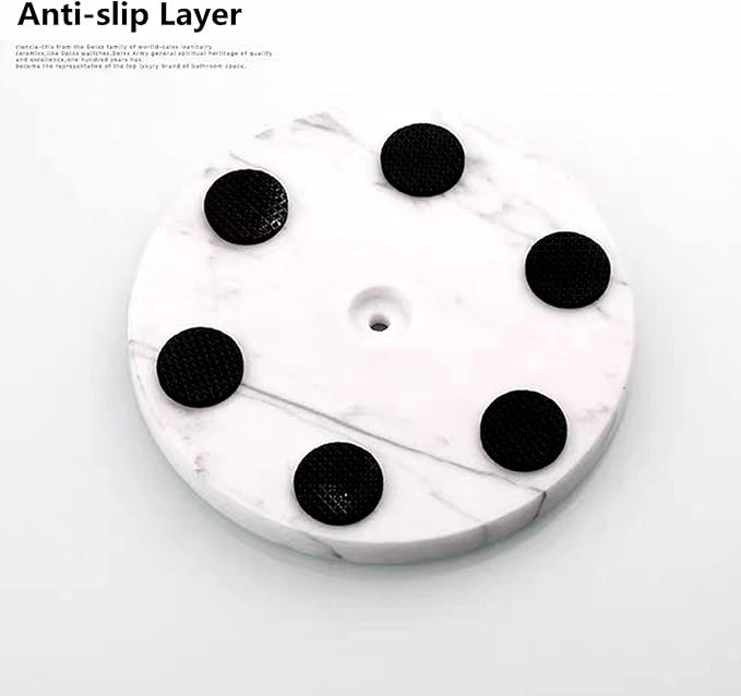 Toilet Paper Holder Stand with Weighted Natural Marble Base, Bathroom Free Standing Toilet Paper Roll Holder with Reserve, Standing Toilet Tissue Holder with Storage (Black, Basic Model)