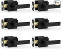 Estmoon 6 Pack Door Handles Matte Black - Passage Door Knobs Interior Square Door Levers, Heavy Duty Non-Locking Leversets Hall Closet Handles, Reversible for Right & Left Sided Doors