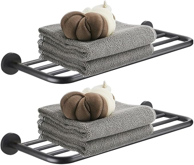 Hotel Towel Racks for Bathroom Wall Mounted, 24 Inch Towel Shelf for Bathroom, 2-Tier Bathroom Towel Rack, Grey