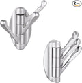 APLusee Swivel Brushed Nickel Robe Hook 2 PCS, Metal Foldable Towel Holder with Triple Rotating Arms, Heavy Duty Bathroom Kitchen Coat Hanger Wall Mounted