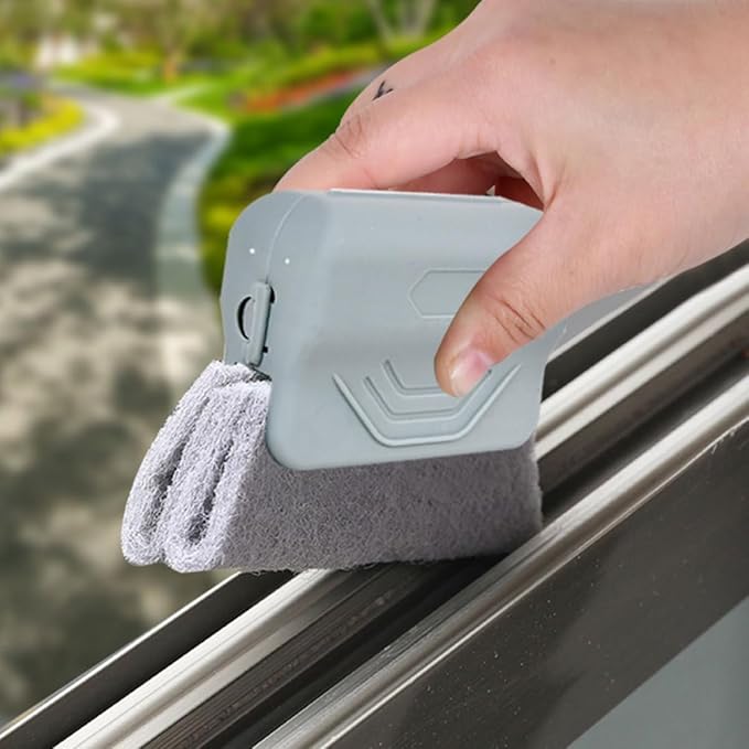 GALPADA 3pcs Window Track Cleaning Brushes Set with Crevice and Grout Scrub Tools, Handheld Narrow Gap Cleaner for Sliding Door Tracks and Household Small Space Cleaning