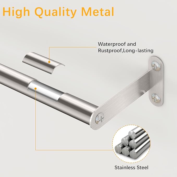 Towel Bar for Bathroom, MKO Brushed Nickel Towel Bar for Bathroom Wall Mounted, Stainless Steel Heavy Duty, 24 Inch Single Bath Towel Rod Holder