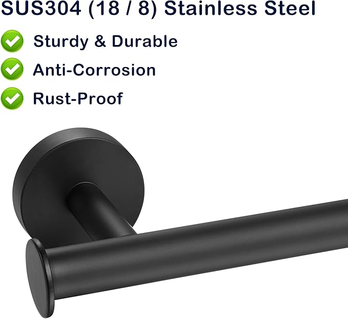 Matte Black Toilet Paper Holder, SUS304 Stainless Steel Tissue Rolls Holder Wall Mounted for Bathroom Holding Large Toilet Rolls